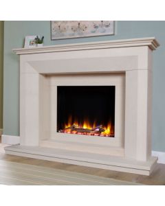 Celsi Ultiflame VR Angelo 54" Limestone Electric Fireplace Suite 