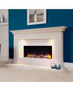 Celsi Ultiflame VR Parada-Elite Illumia Limestone Electric Fireplace Suite 