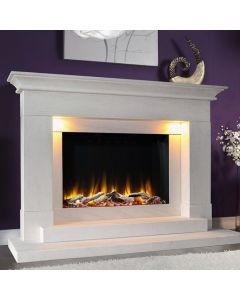 Celsi Ultiflame VR Aleesia Illumia Limestone Electric Fireplace Suite