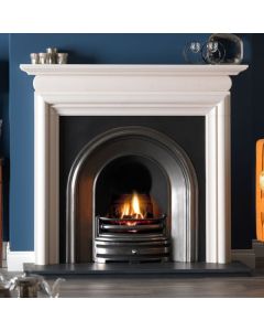 Gallery Asquith Limestone Fireplace with Crown Cast Iron Arch