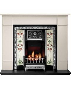 Gallery Brompton Limestone Fireplace Includes Northmoor Cast iron Tiled Insert
