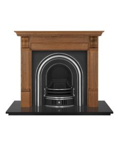 Carron 55'' Oak Corbel Fireplace with Coleby Cast Iron Arch