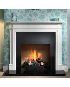 Gallery Bartello Limestone Fireplace Includes Swans Nest Fire Basket