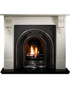 Gallery Kingston 56'' Limestone Fireplace With Landsdowne Cast Iron Arch
