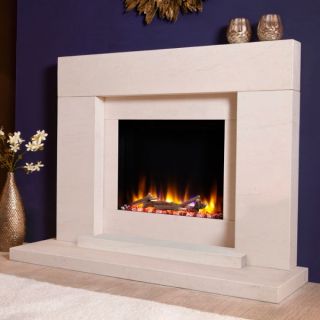 Celsi Ultiflame VR Pablo 48" Limestone Electric Fireplace Suite 