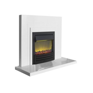 Fireplaces 4 Life Belair 48'' White Marble Fireplace Suite