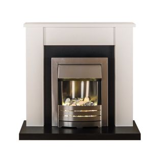 Fireplaces 4 Life Solus White 39'' Helios Electric Fireplace Suite