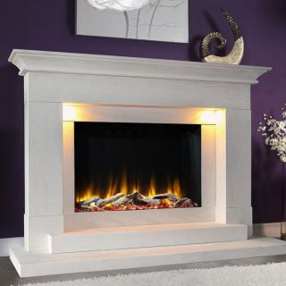 Celsi Ultiflame VR Aleesia Illumia Limestone Electric Fireplace Suite
