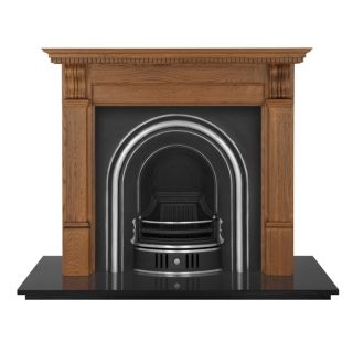 Carron 55'' Oak Corbel Fireplace with Coleby Cast Iron Arch