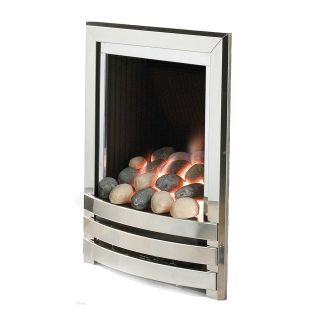 Flavel Linear Polished Silver Gas Fire