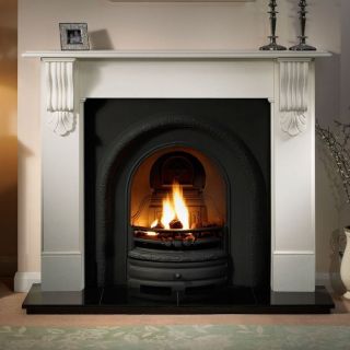 Gallery Kingston 56'' Stone Fireplace With Lytton Cast Iron Arch