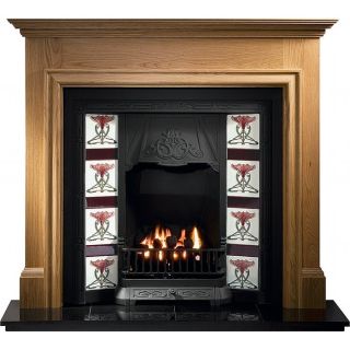 Gallery Grand Corbel Pine Fireplace Includes Princes Cast Iron Tiled Insert