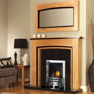 GB Mantels Upton Clear Oak/Black Oak Fireplace Suite