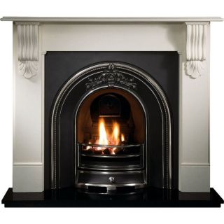 Gallery Kingston 56'' Limestone Fireplace With Landsdowne Cast Iron Arch