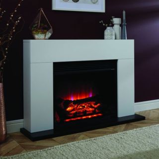 Suncrest Lindale 42" White Electric Fireplace Suite