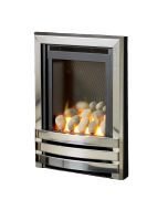 Flavel Linear High Efficiency Polished Silver Pebble Gas Fire