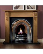 Gallery Grand Corbel Pine Fireplace Includes Crown Cast Iron Arch